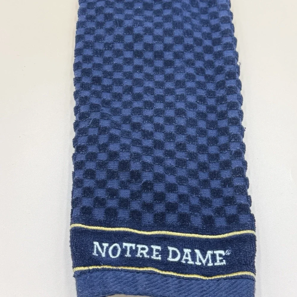 Team Golf Notre Dame Fighting IrishGolf Towel Blue Check Embroidered Logo Cotton